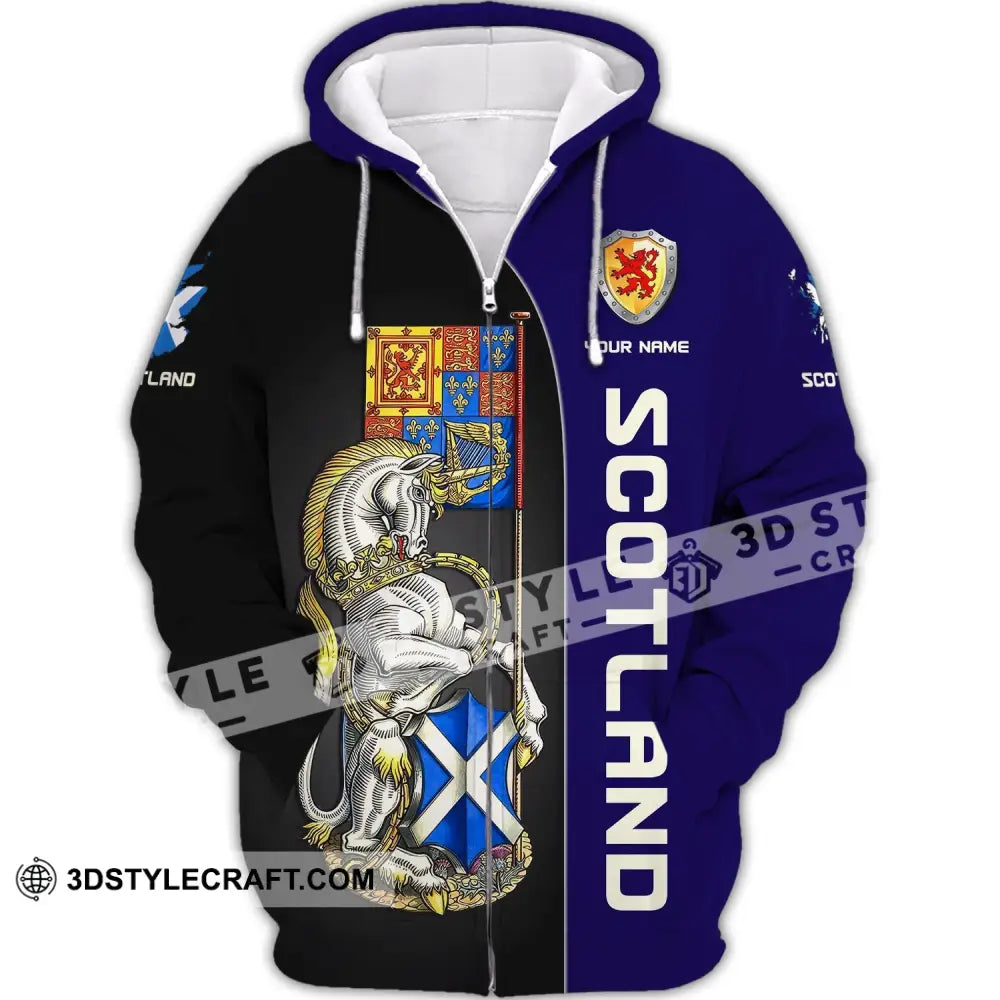 Unisex Shirt Custom Scotland Wild T-Shirt Clothing Zipper Hoodie / S