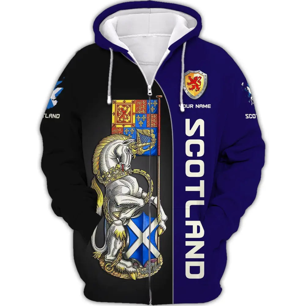 Unisex Shirt Custom Scotland Wild T-Shirt Clothing Zipper Hoodie / S