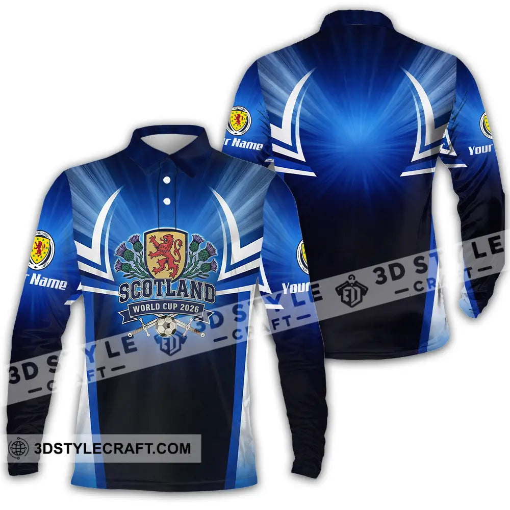 Unisex Shirt - Custom Scotland World Cup 2026 3D Shirt - Long Sleeve Polo / S - T-shirt