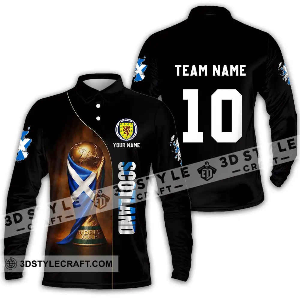 Unisex Shirt - Custom Scotland World Cup 3D Shirt Long Sleeve Polo / S T-shirt