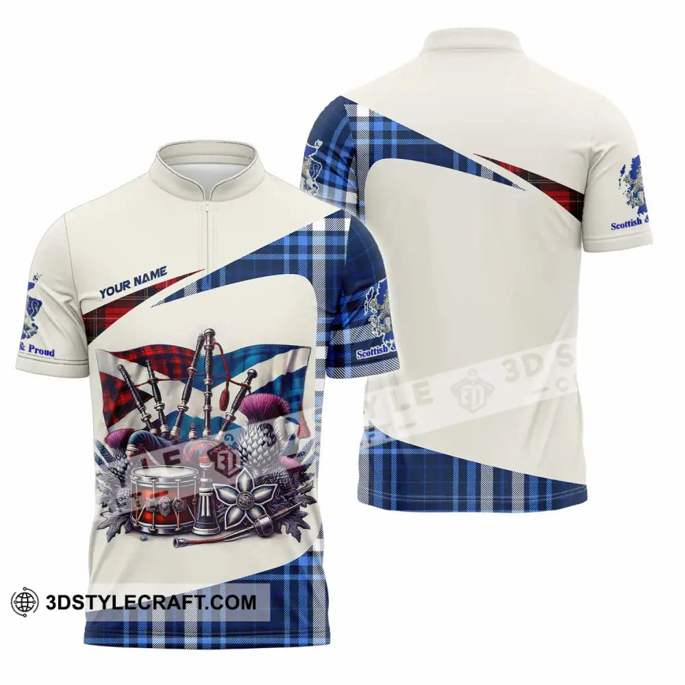 Unisex Shirt - Custom Scottish & Proud Shirt Zipper Polo Shirt / S T-shirt