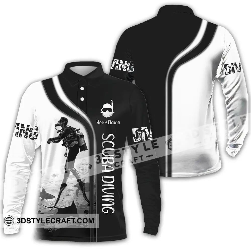 Unisex Shirt - Custom Scuba Diving 3D Shirt Long Sleeve Polo / S T-shirt