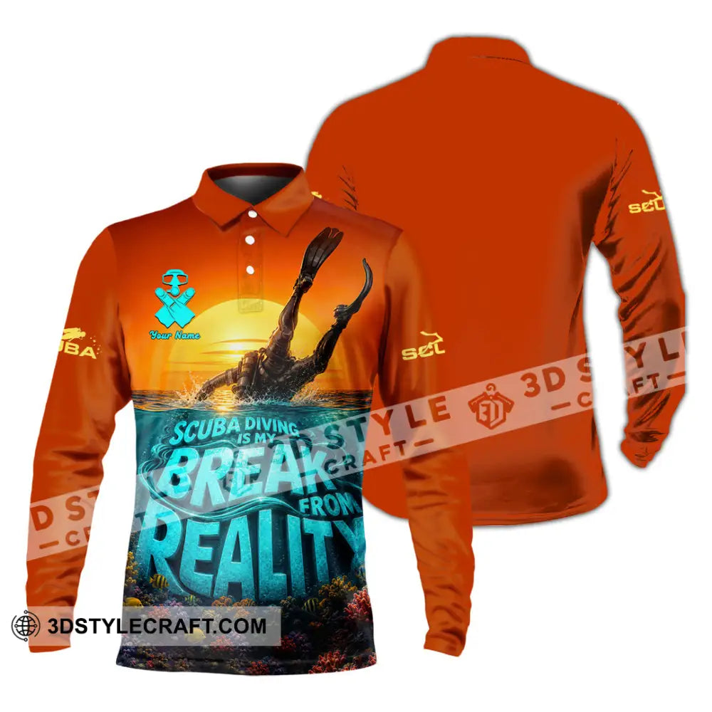 Unisex Shirt - Custom Scuba Diving Is My Break From Reality Shirt - Long Sleeve Polo / S - T-shirt