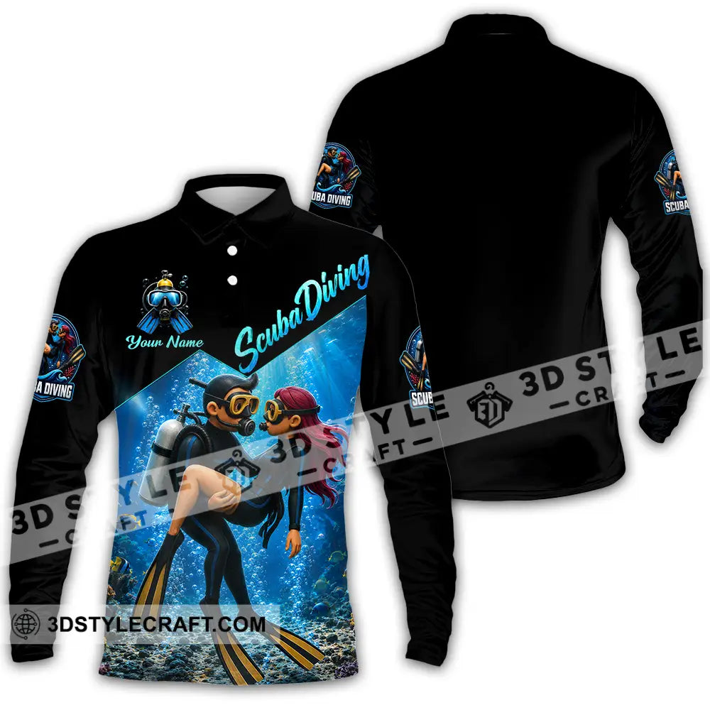 Unisex Shirt - Custom Scuba Diving Shirt - Long Sleeve Polo / S - T-shirt