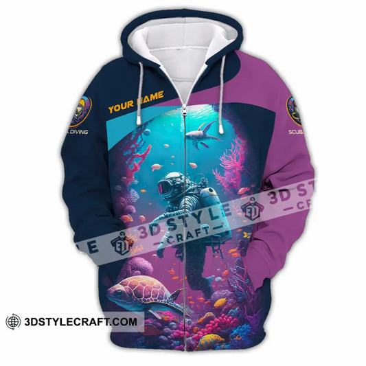 Unisex Shirt Custom Scuba Diving Shirt Zipper Hoodie / S T shirt