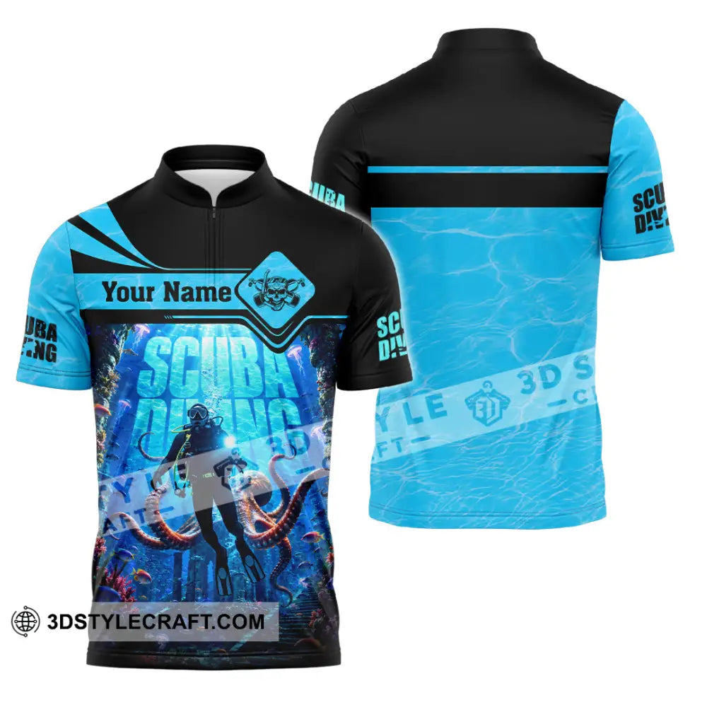 Unisex Shirt - Custom Scuba Diving Shirt - Zipper Polo Shirt / S - T-shirt