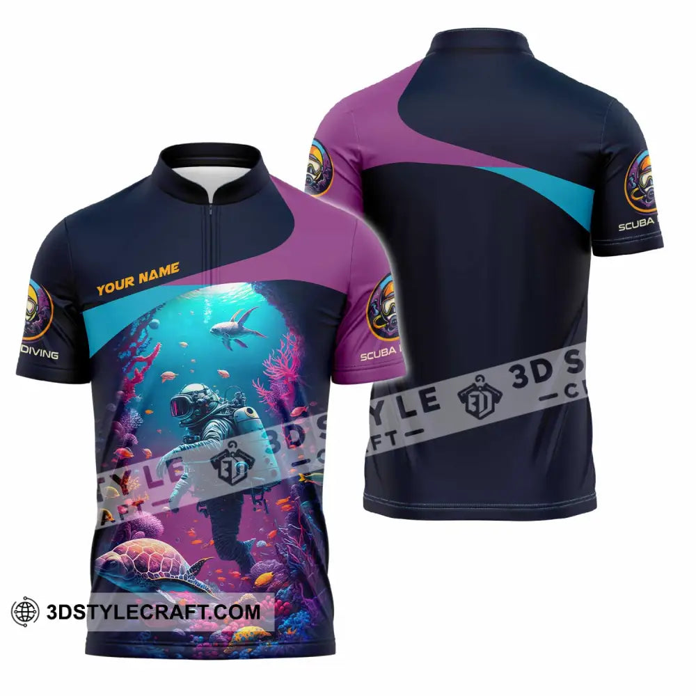 Unisex Shirt Custom Scuba Diving Shirt Zipper Polo Shirt / S T shirt