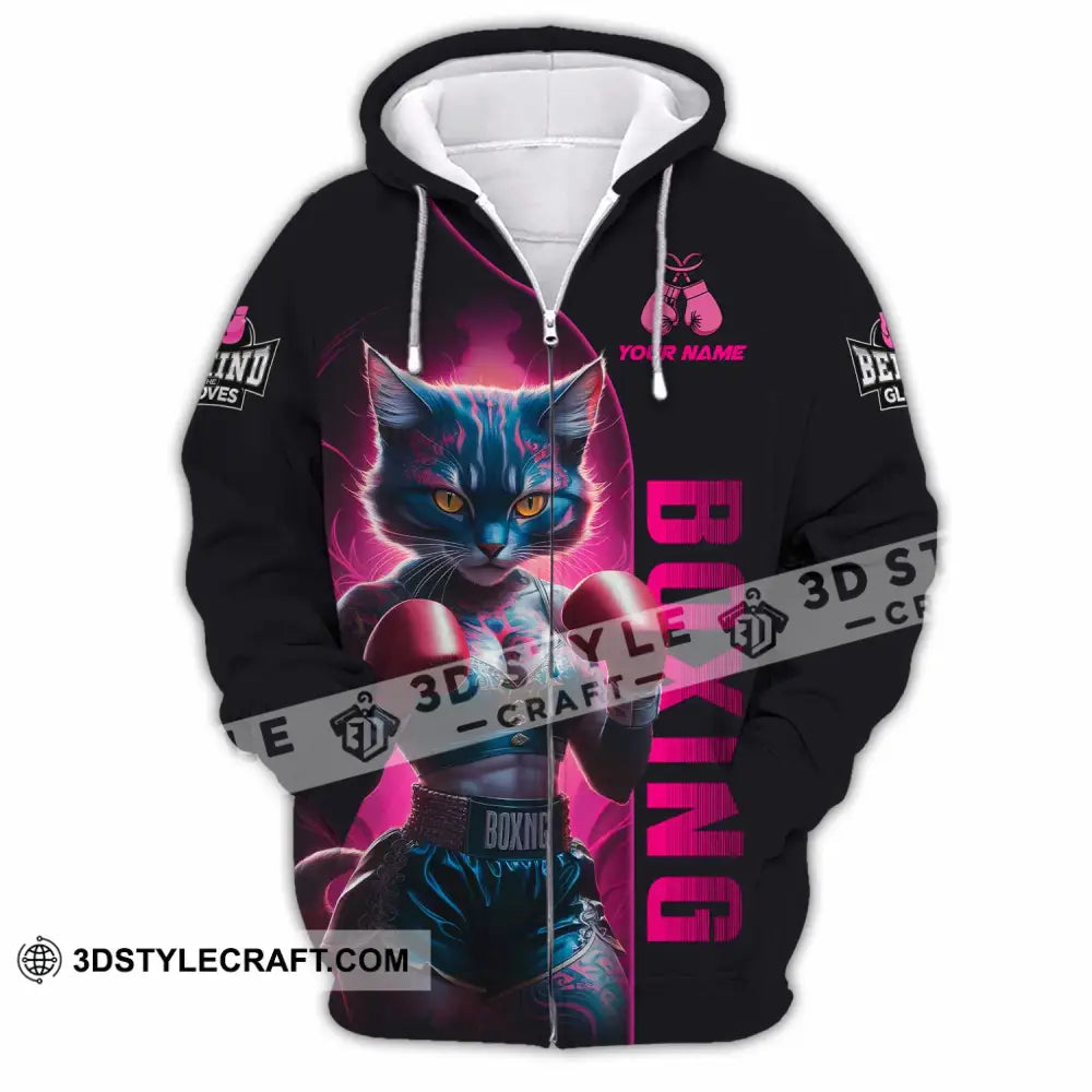 Unisex Shirt - Custom Sexy Boxing Cat Boxing Lover Shirt Zipper Hoodie / S T-shirt