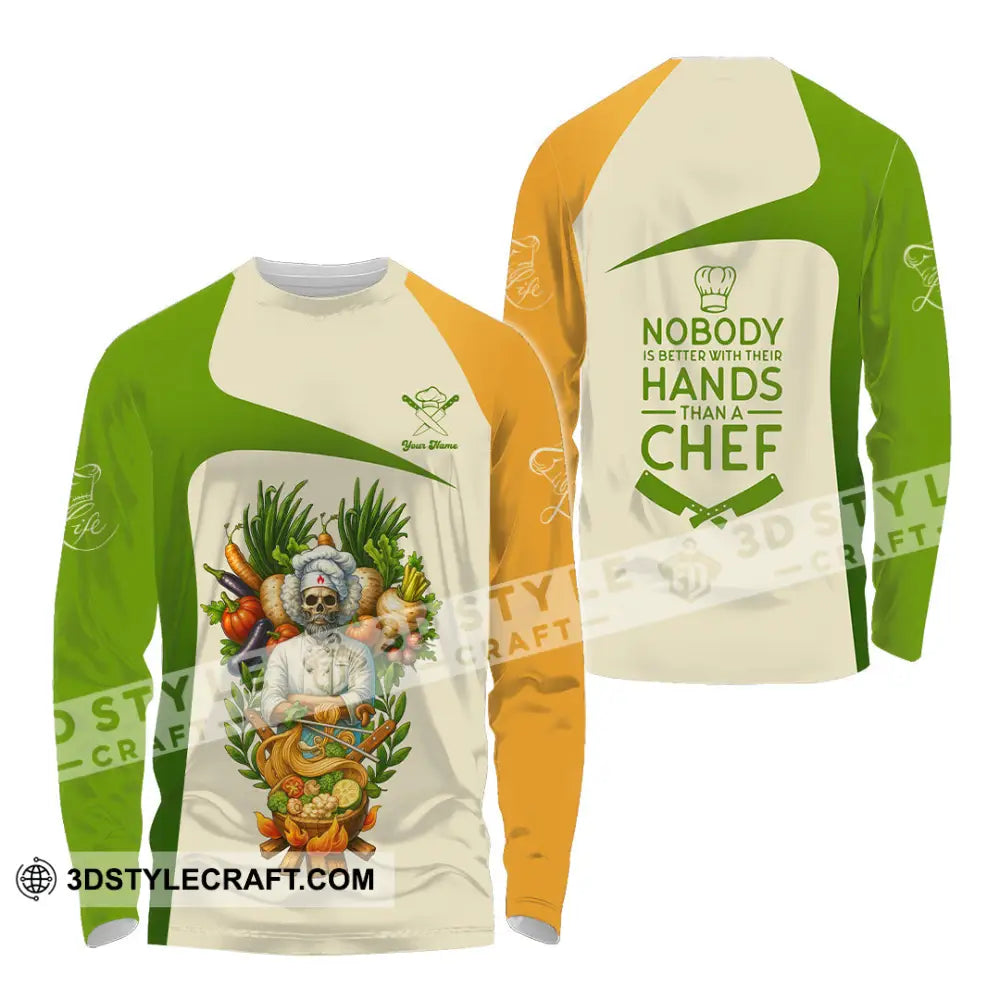 Unisex Shirt - Custom Skeleton Life Of Chef Shirt Long Sleeve Shirt / S T-shirt