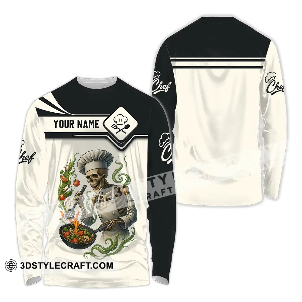 Unisex Shirt - Custom Skeleton Master Chef Chef Shirt Long Sleeve Shirt / S T-shirt