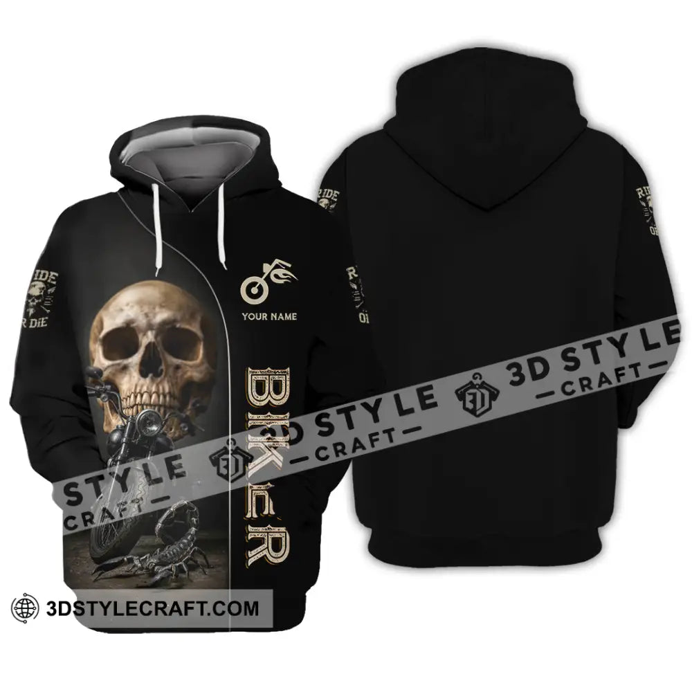 Unisex Shirt - Custom Skull Biker Shirt Hoodie / S T-shirt