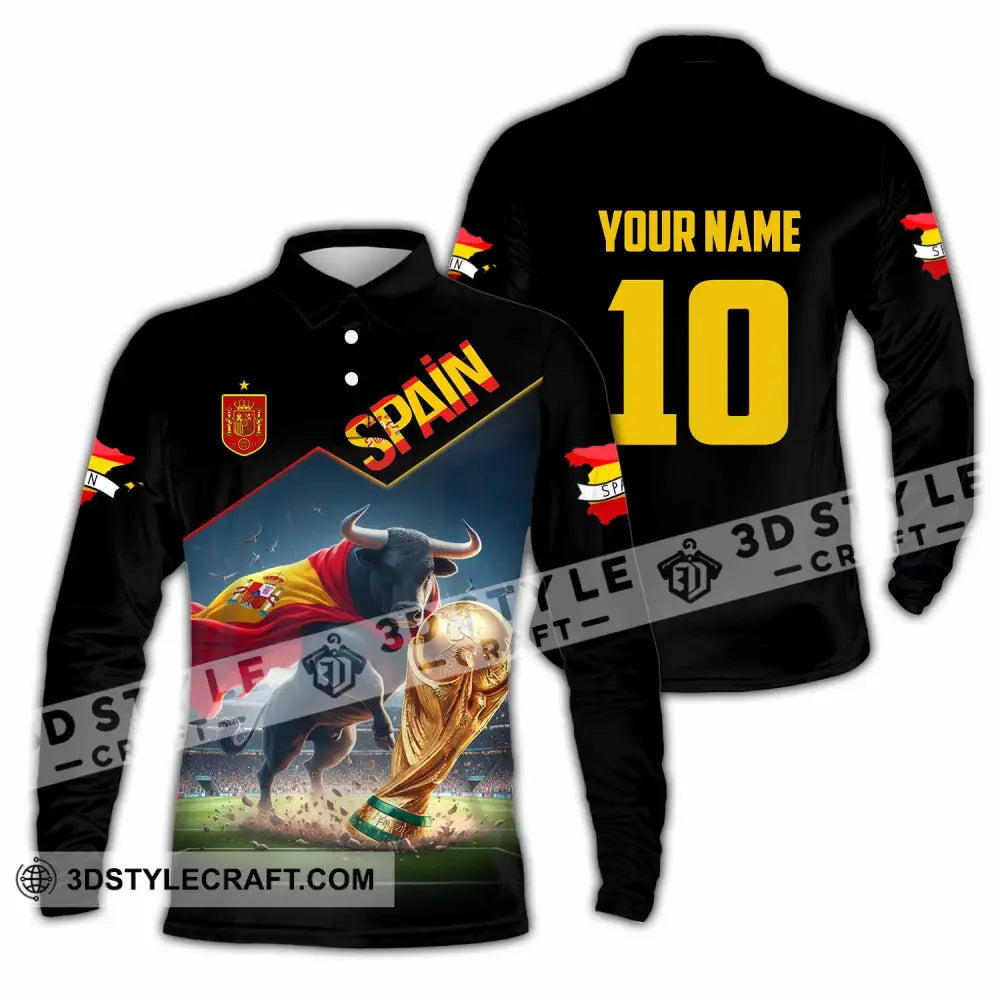 Unisex Shirt - Custom Spain World Cup 2026 3D Shirt Long Sleeve Polo / S T-shirt
