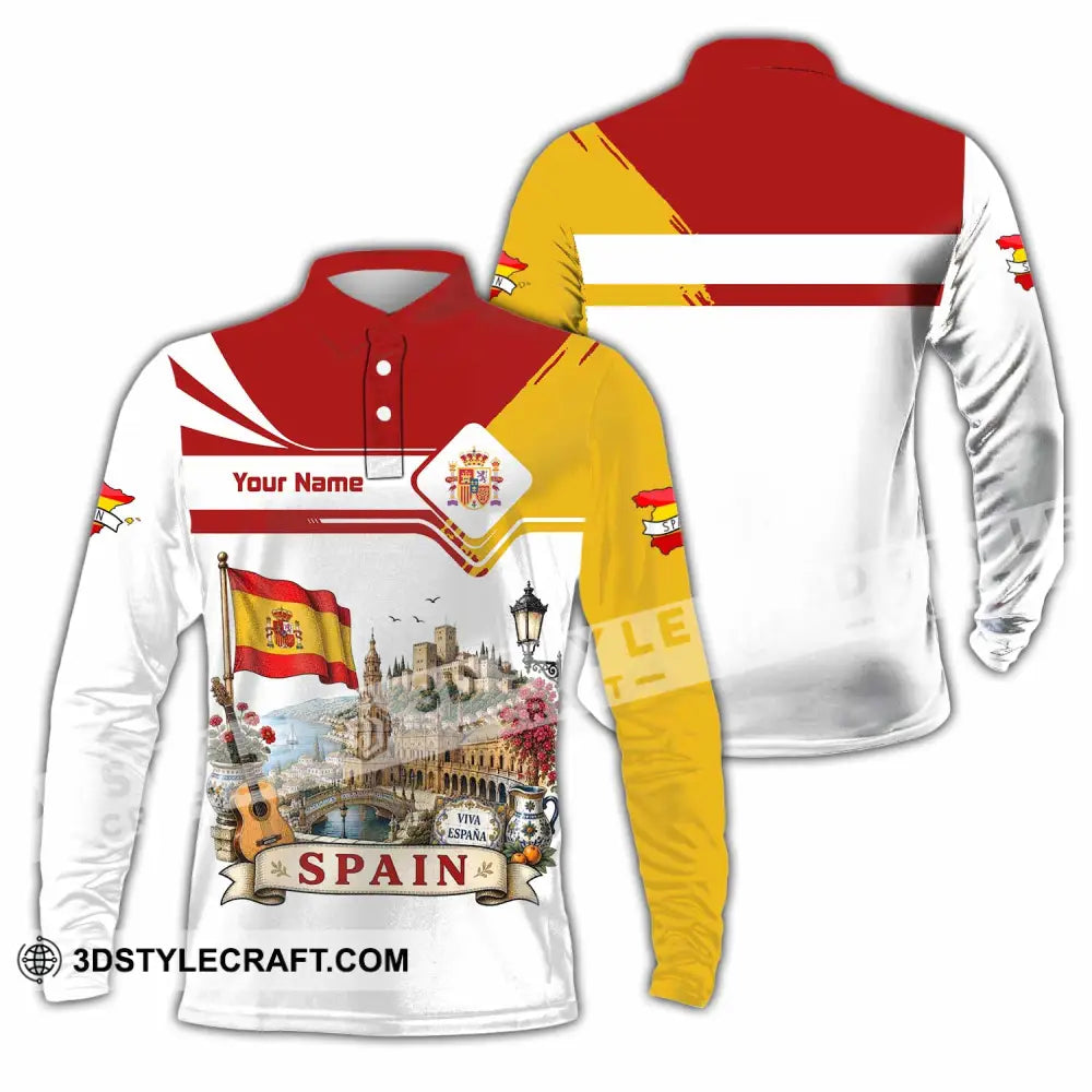 Unisex Shirt - Custom Spain Shirt - Long Sleeve Polo / S - T-shirt