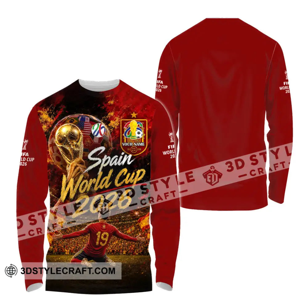 Unisex Shirt - Custom Spain World Cup 2026 Shirt - Long Sleeve Shirt / S - T-shirt