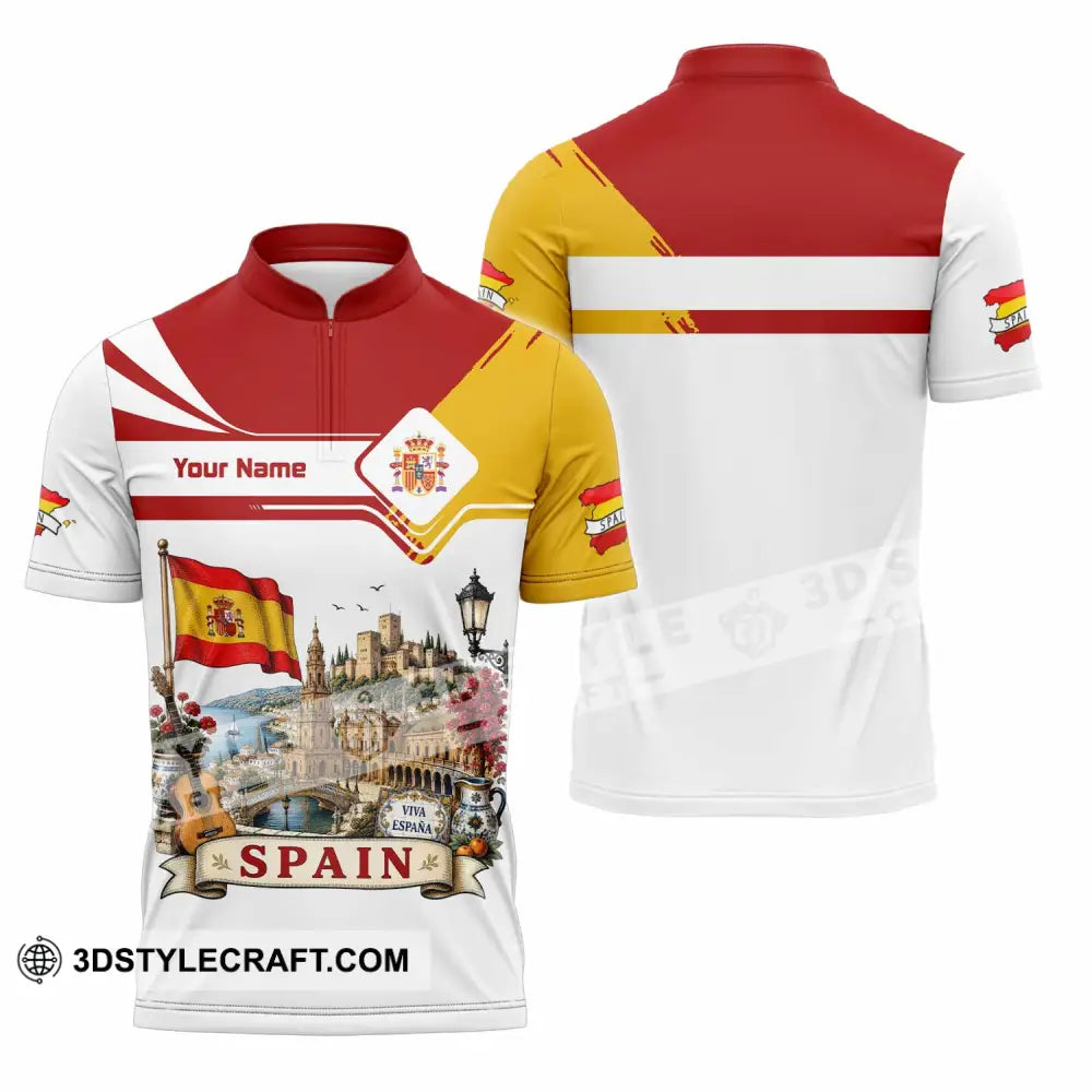 Unisex Shirt - Custom Spain Shirt - Zipper Polo Shirt / S - T-shirt