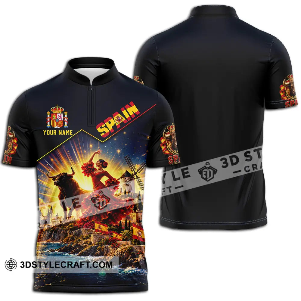 Unisex Shirt - Custom Spain Shirt - Zipper Polo Shirt / S - T-shirt