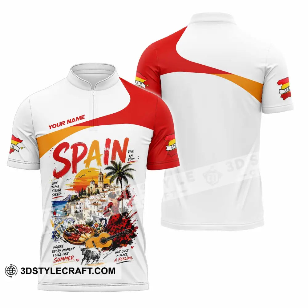 Unisex Shirt - Custom Spain Shirt - Zipper Polo Shirt / S - T-shirt