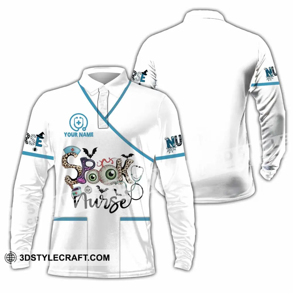 Unisex Shirt - Custom Spooky Nurse Halloween Shirt Long Sleeve Polo / S T-shirt