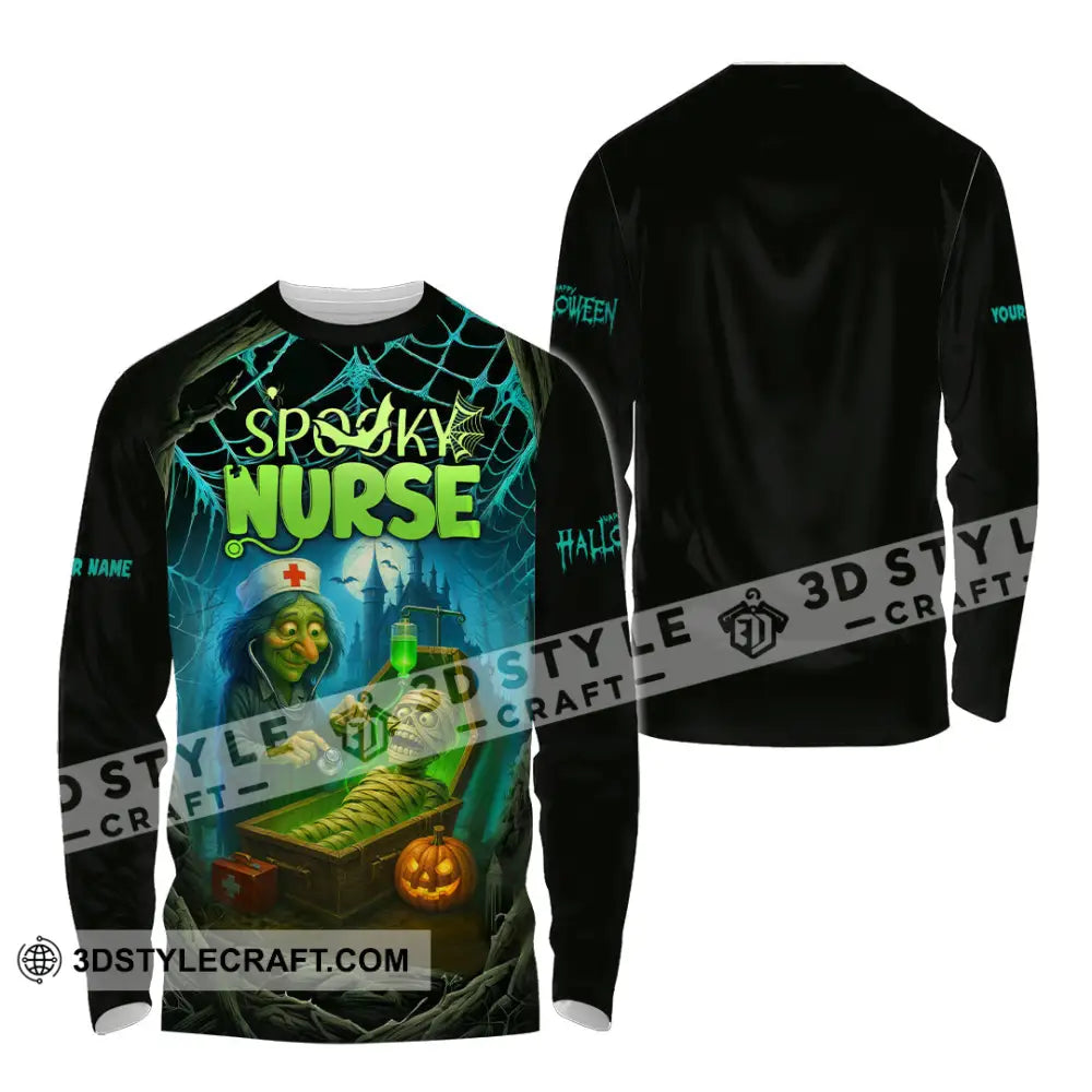 Unisex Shirt - Custom Spoopy Nurse Halloween Shirt Long Sleeve Shirt / S T-shirt