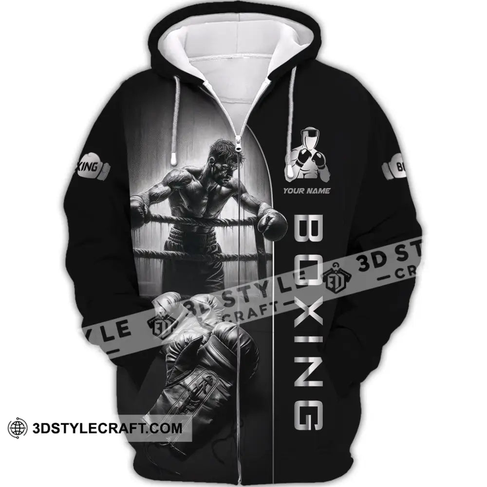 Unisex Shirt - Custom Strong Men Boxing Lover Sport Shirt Zipper Hoodie / S T-shirt