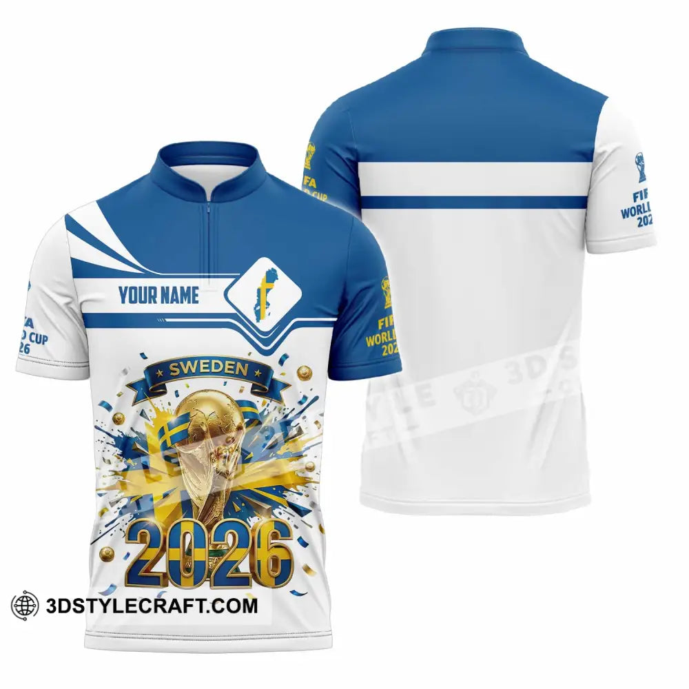 Unisex Shirt - Custom Sweden World Cup 2026 3D Shirt - Zipper Polo Shirt / S - T-shirt