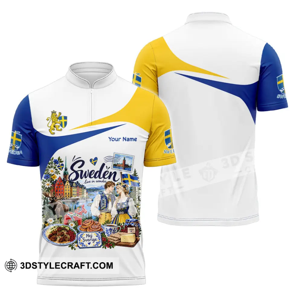 Unisex Shirt - Custom Sweden Shirt - Zipper Polo Shirt / S - T-shirt