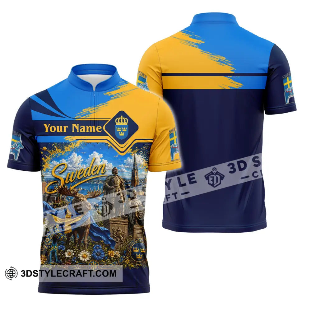 Unisex Shirt - Custom Sweden Shirt - Zipper Polo Shirt / S - T-shirt