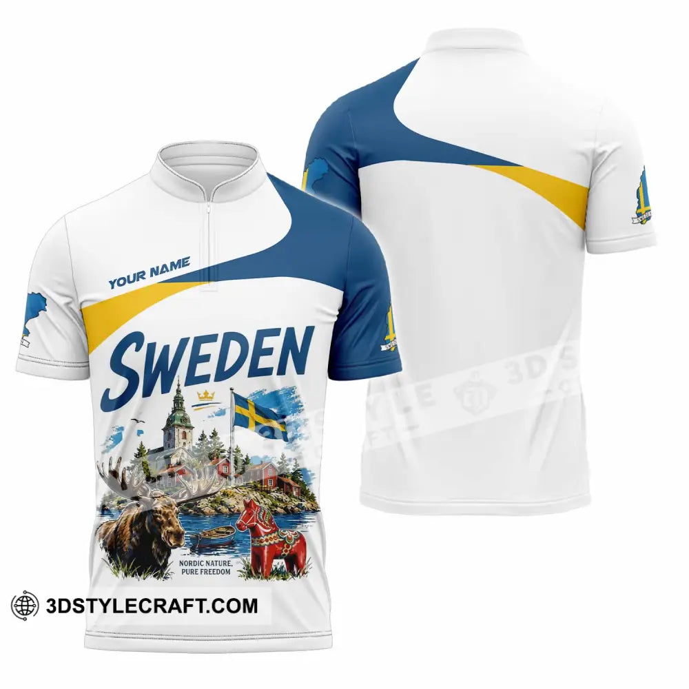 Unisex Shirt - Custom Sweden Shirt - Zipper Polo Shirt / S - T-shirt