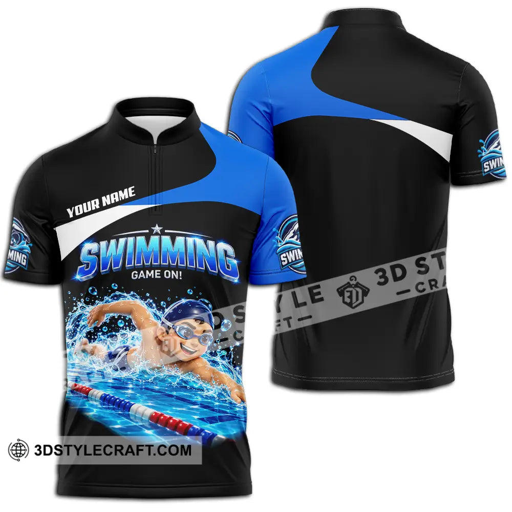 Unisex Shirt - Custom Swimming Shirt - Zipper Polo Shirt / S - T-shirt