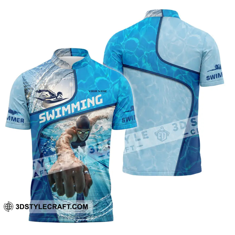 Unisex Shirt - Custom Swimming Shirt - Zipper Polo Shirt / S - T-shirt