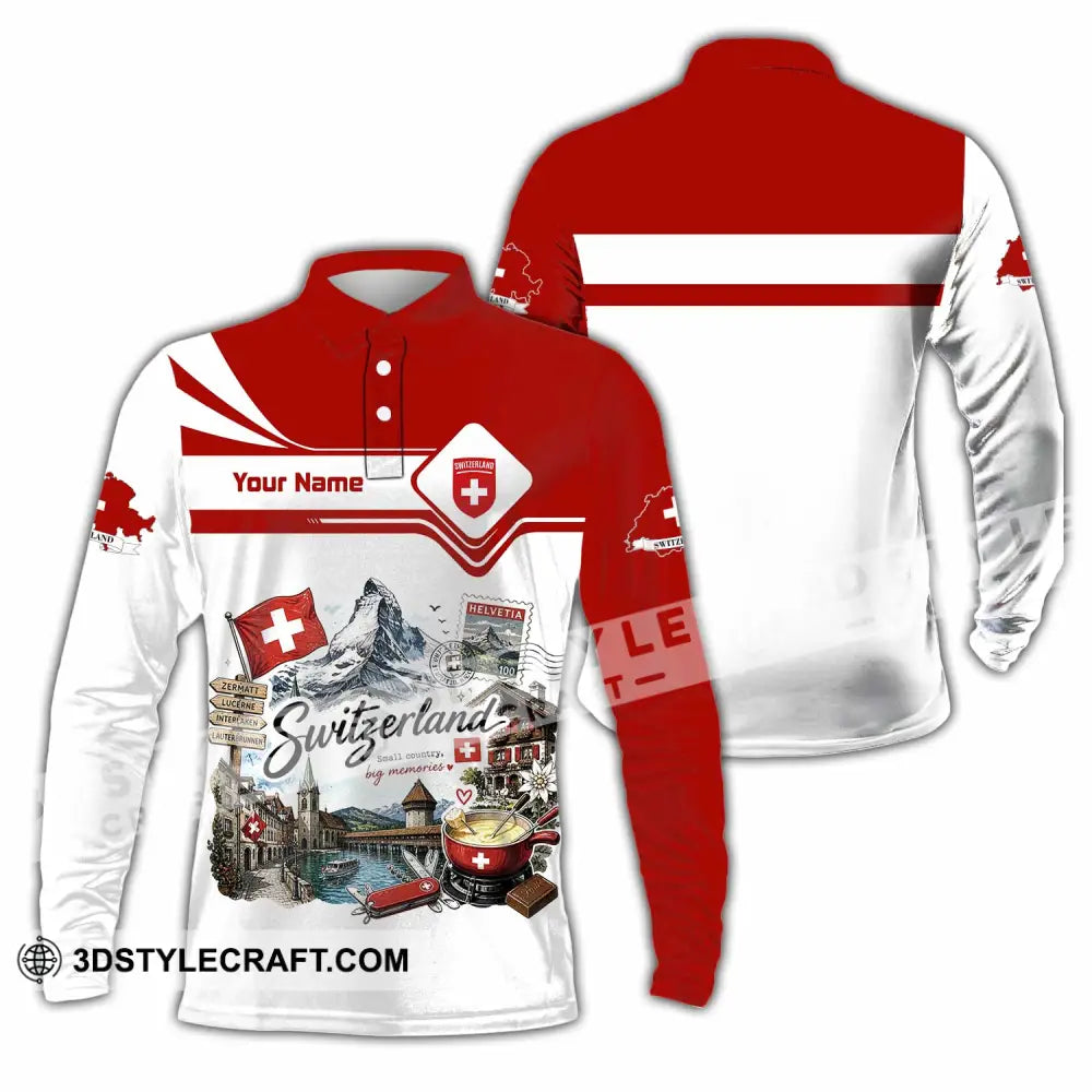 Unisex Shirt - Custom Switzerland Shirt - Long Sleeve Polo / S - T-shirt