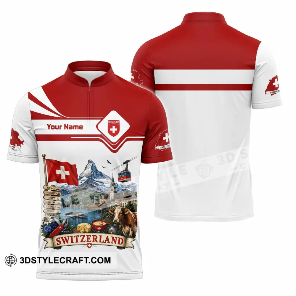 Unisex Shirt - Custom Switzerland Shirt - Zipper Polo Shirt / S - T-shirt