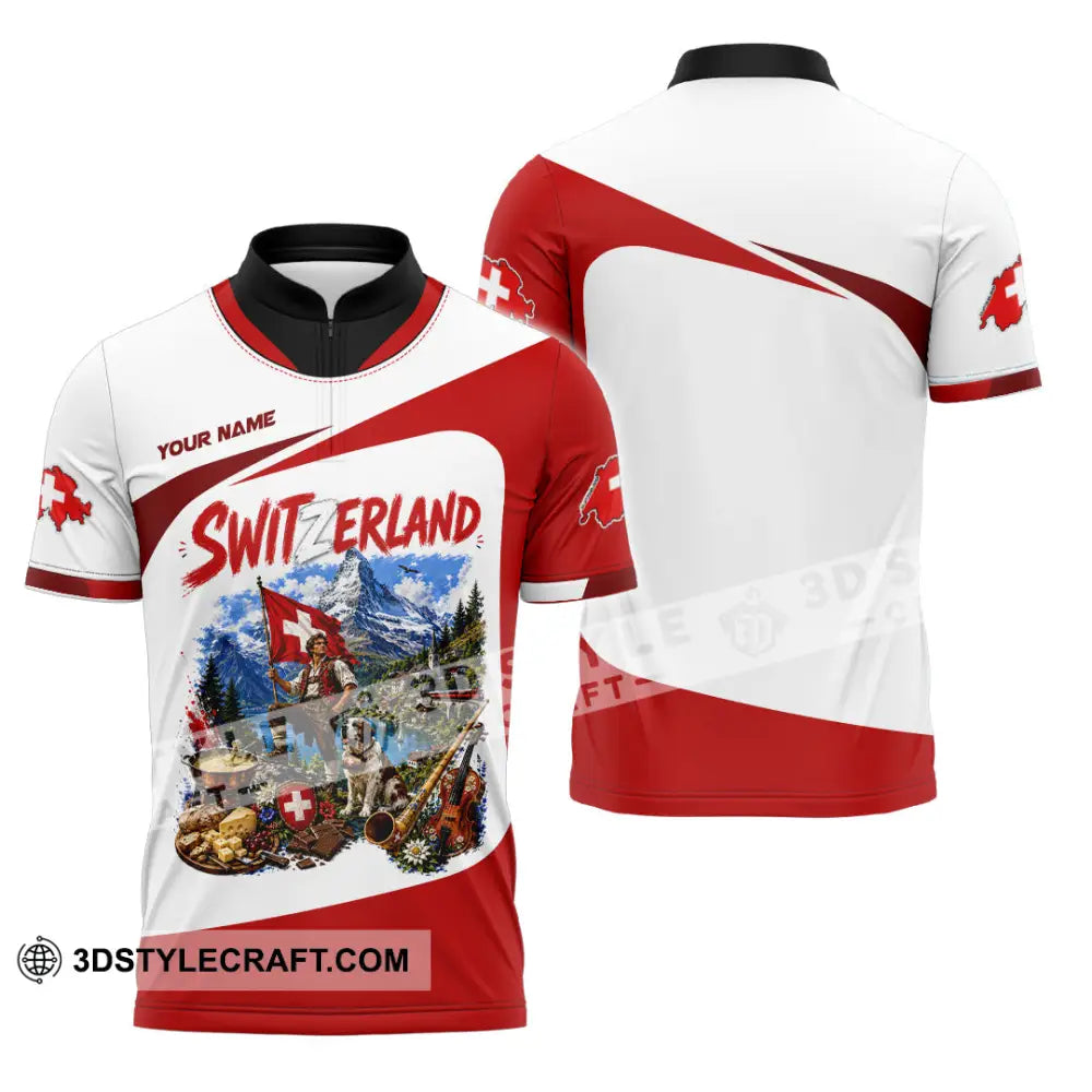 Unisex Shirt - Custom Switzerland Shirt - Zipper Polo Shirt / S - T-shirt