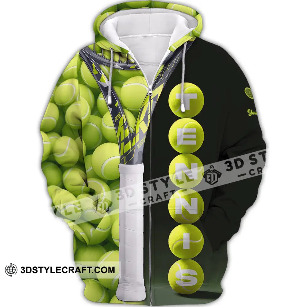 Unisex Shirt - Custom Tennis Ball Tennis Player Sport Shirt Zipper Hoodie / S T-shirt