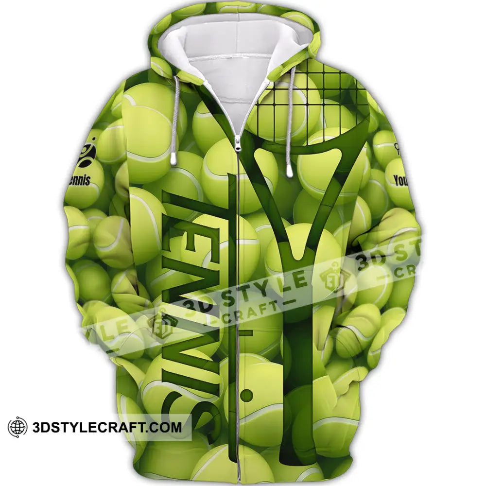 Unisex Shirt - Custom Tennis Ball Tennis Player Sport Shirt Zipper Hoodie / S T-shirt