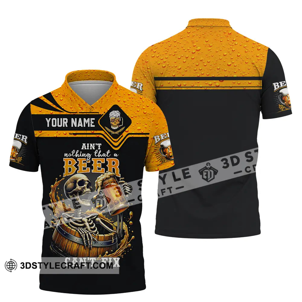 Unisex Shirt - Custom Text Shirt Ain’t Nothing That A Beer Can’t Fix Polo Shirt / S T-shirt