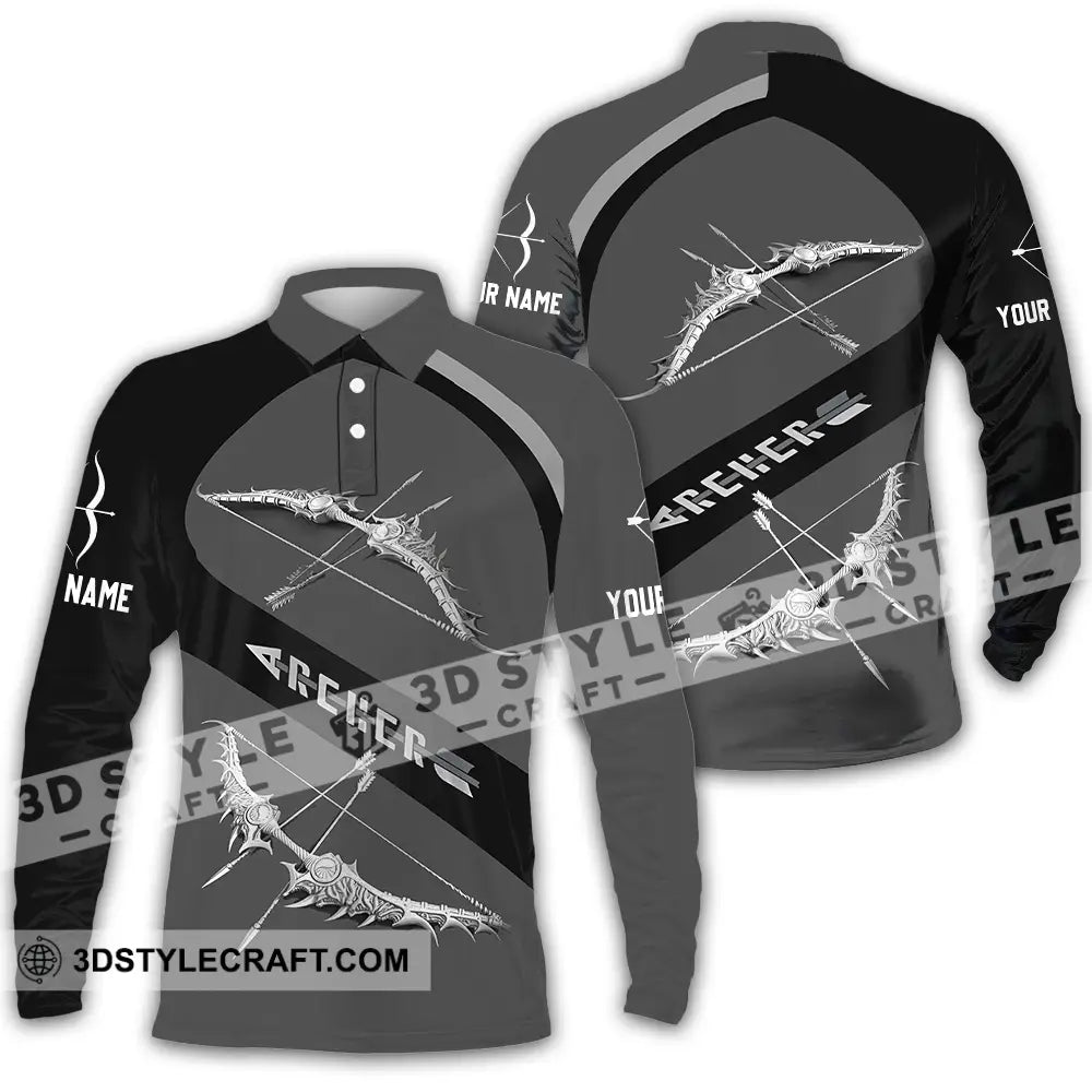 Unisex Shirt - Custom Text Archer Long Sleeve Polo / S T-Shirt