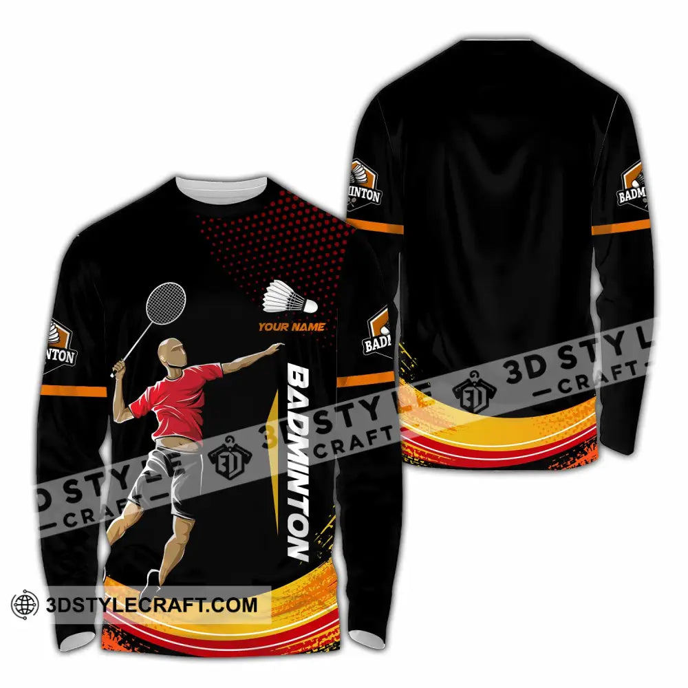 Unisex Shirt - Custom Text Shirt Badminton Long Sleeve Shirt / S T-shirt