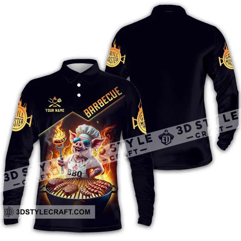 Unisex Shirt - Custom Text Barbecue Long Sleeve Polo / S T-Shirt