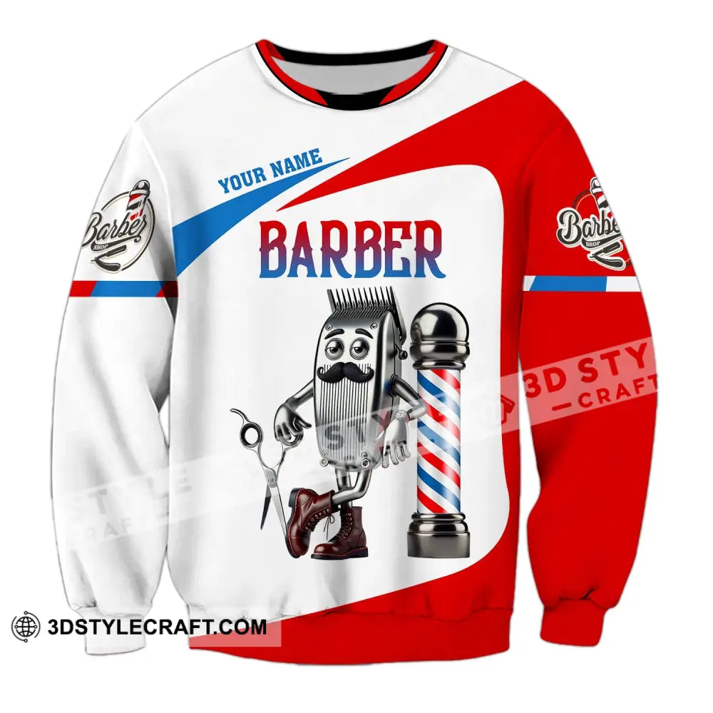 Unisex Shirt - Custom Text Barber Long Sleeve / S T-Shirt