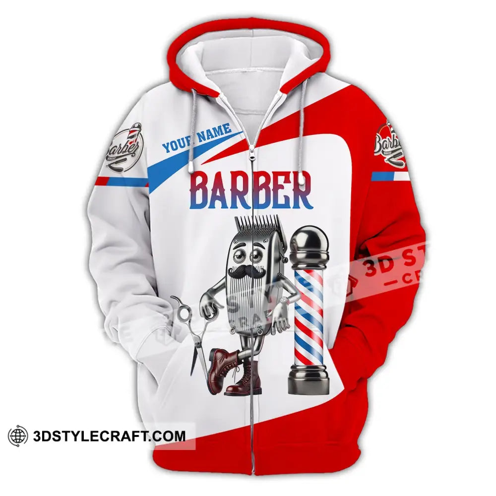 Unisex Shirt - Custom Text Barber Zipper Hoodie / S T-Shirt
