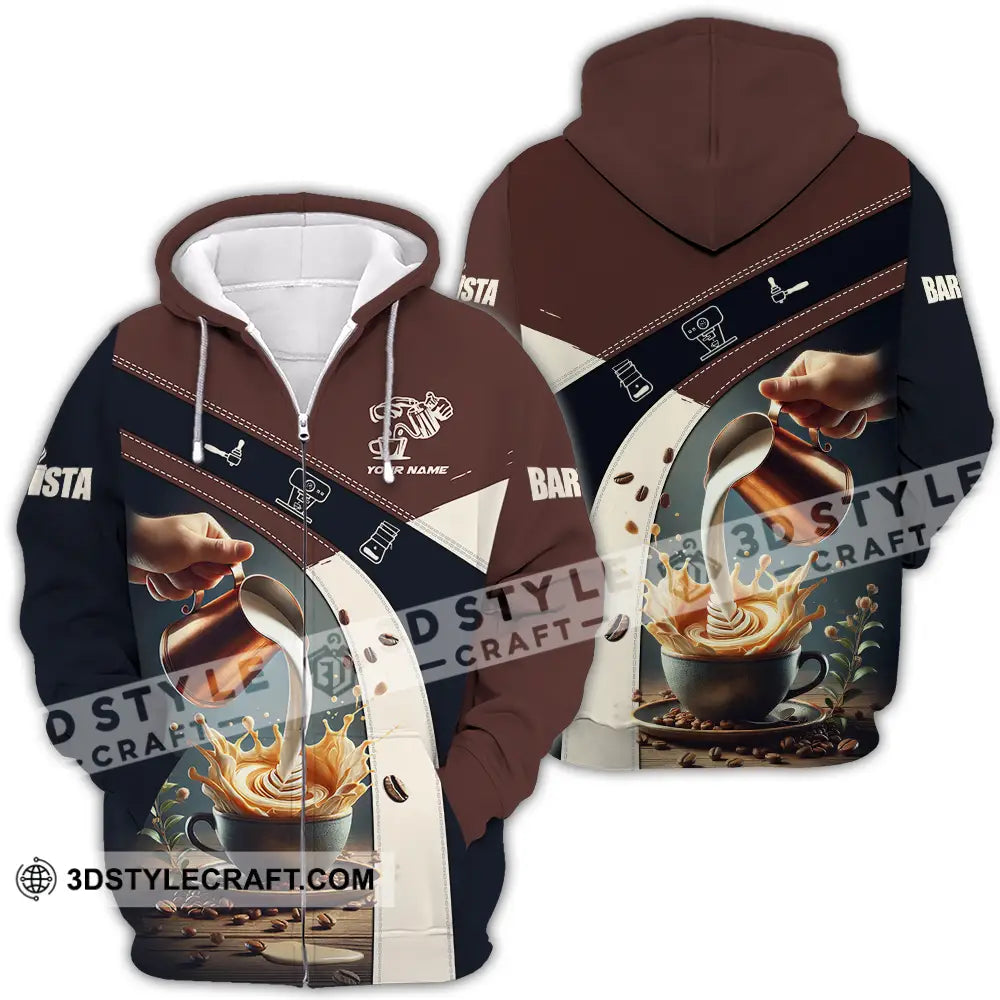 Unisex Shirt - Custom Text Barista Zipper Hoodie / S T-Shirt