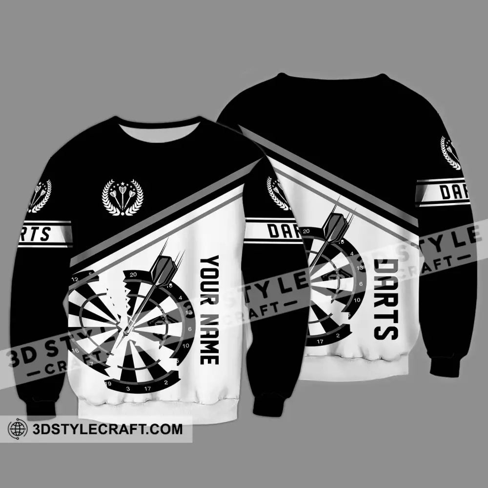 Unisex Shirt - Custom Text Black And White Darts Sport Long Sleeve / S T-Shirt