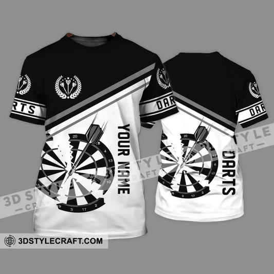 Unisex Shirt - Custom Text Black And White Darts Sport T-Shirt / S T-Shirt