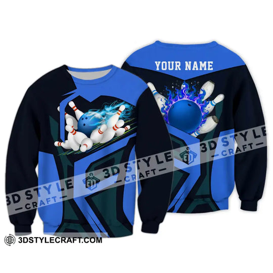 Unisex Shirt - Custom Text Blue Bowling Player Sport Shirt style option 4