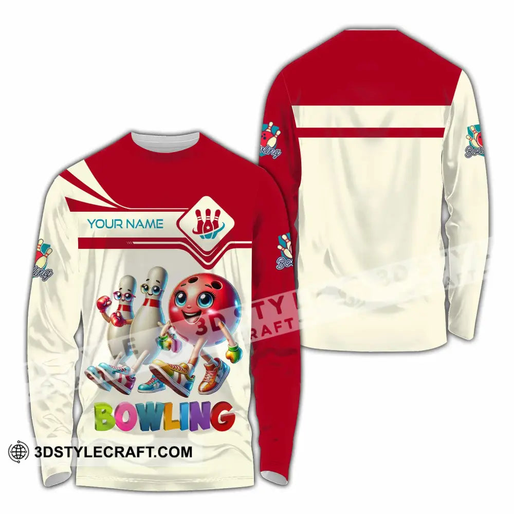Unisex Shirt - Custom Text Shirt Bowling Cute Shirt Long Sleeve Shirt / S T-shirt