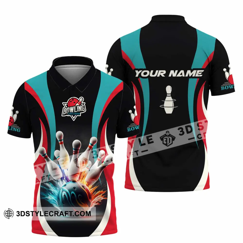 Unisex Shirt - Custom Text Shirt Bowling Freedom Shirt Polo Shirt / S T-shirt