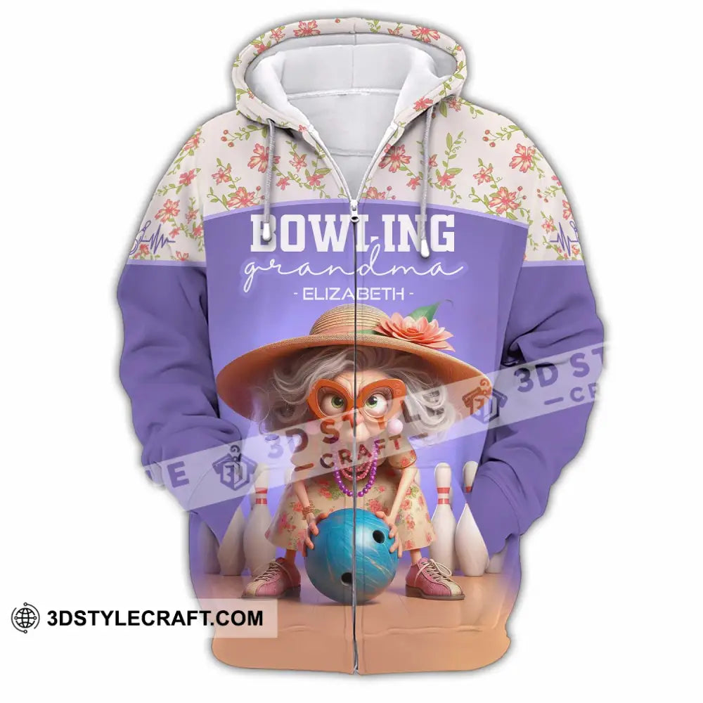 Unisex Shirt - Custom Text Shirt Bowling Grandma Shirt Zipper Hoodie / S T-shirt