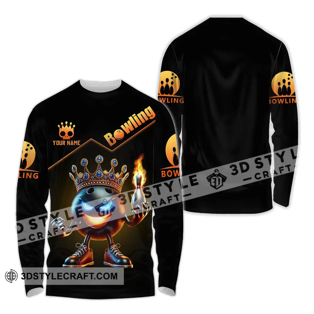 Unisex Shirt - Custom Text Bowling The Crown Long Sleeve / S T-Shirt