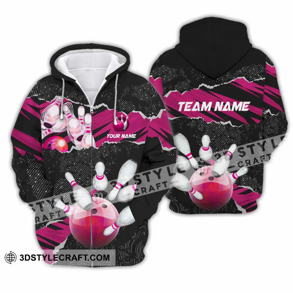 Unisex Shirt - Custom Text Shirt Bowling Shirt Zipper Hoodie / S T-shirt